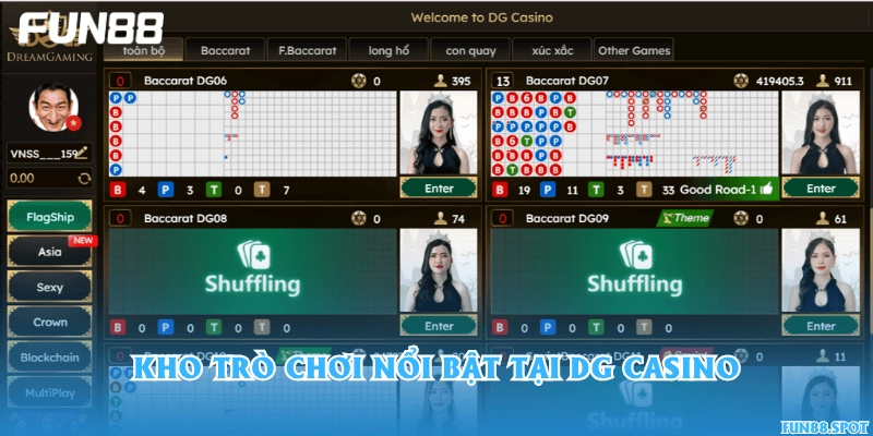 Kho trò chơi nổi bật tại DG Casino